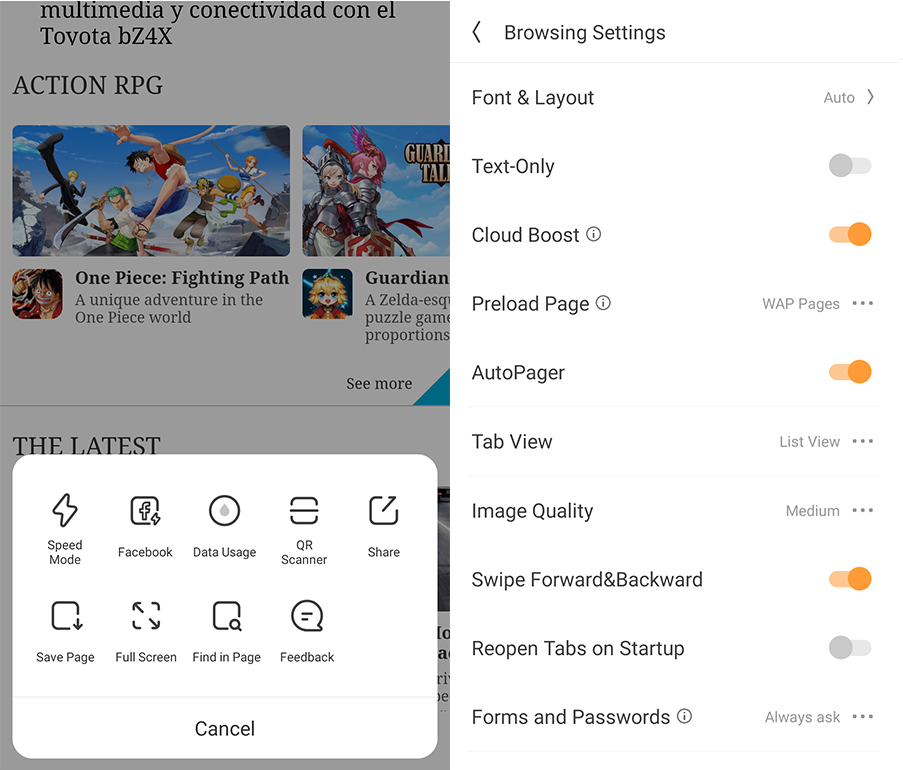 UC Browser Mini screenshots