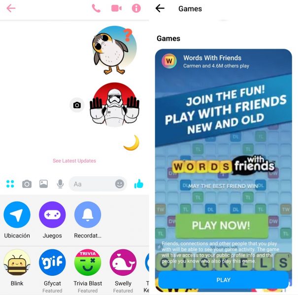 Juegos en Messenger