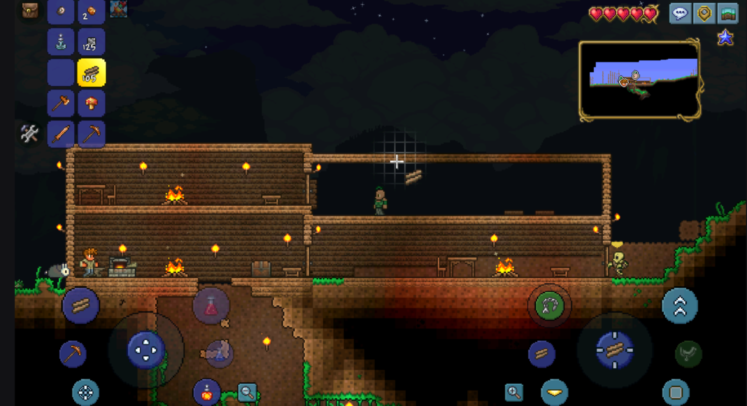 Terraria character walking through the tunnels