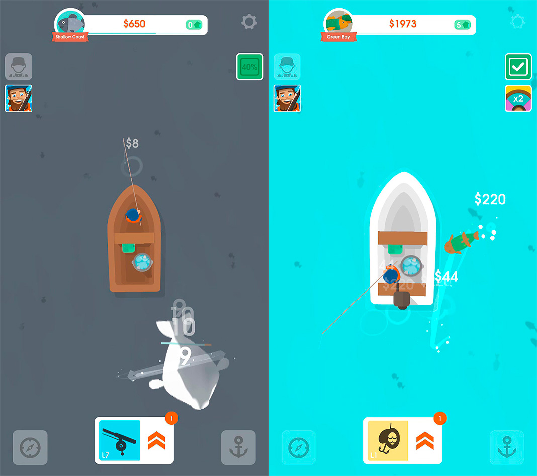 Hooked Inc screenshots showing two different levels