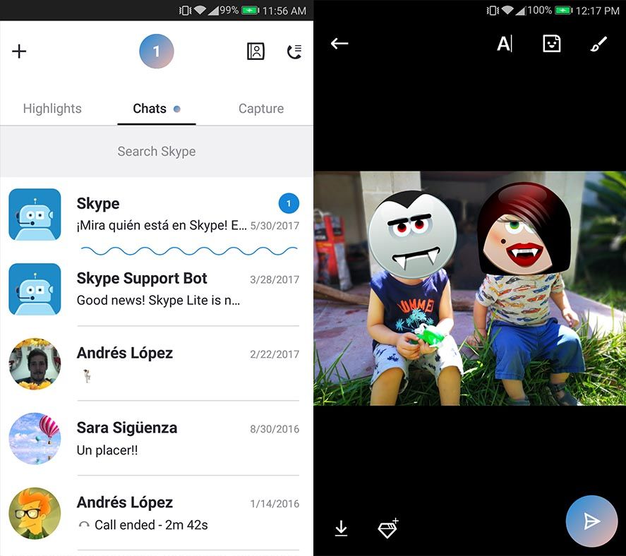 skype 8 android screenshot 2 Skype 8.0 gives a big facelift to the Android app