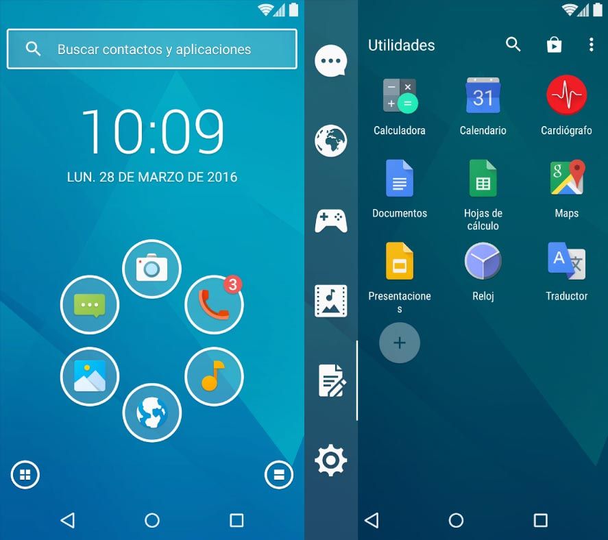 Home page and Utilities page in Smart Launcher