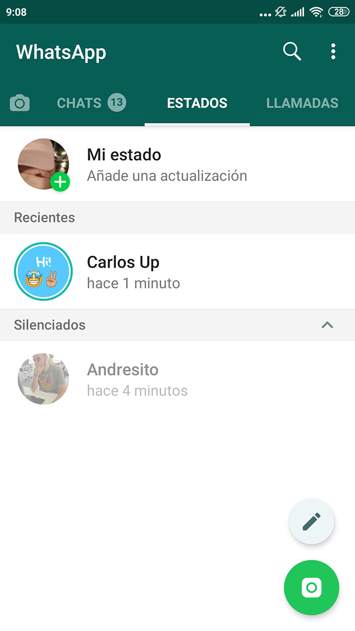 Estados WhatsApp silenciar