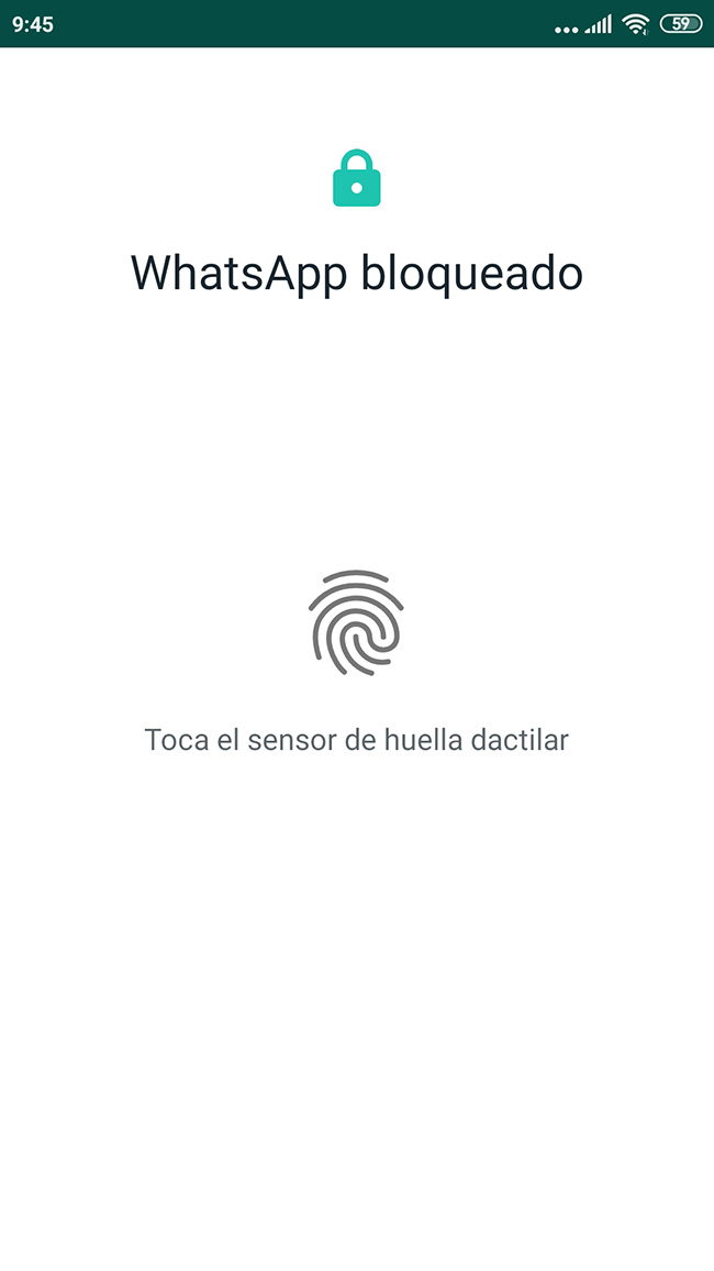 WhatsApp huella dactilar bloqueo